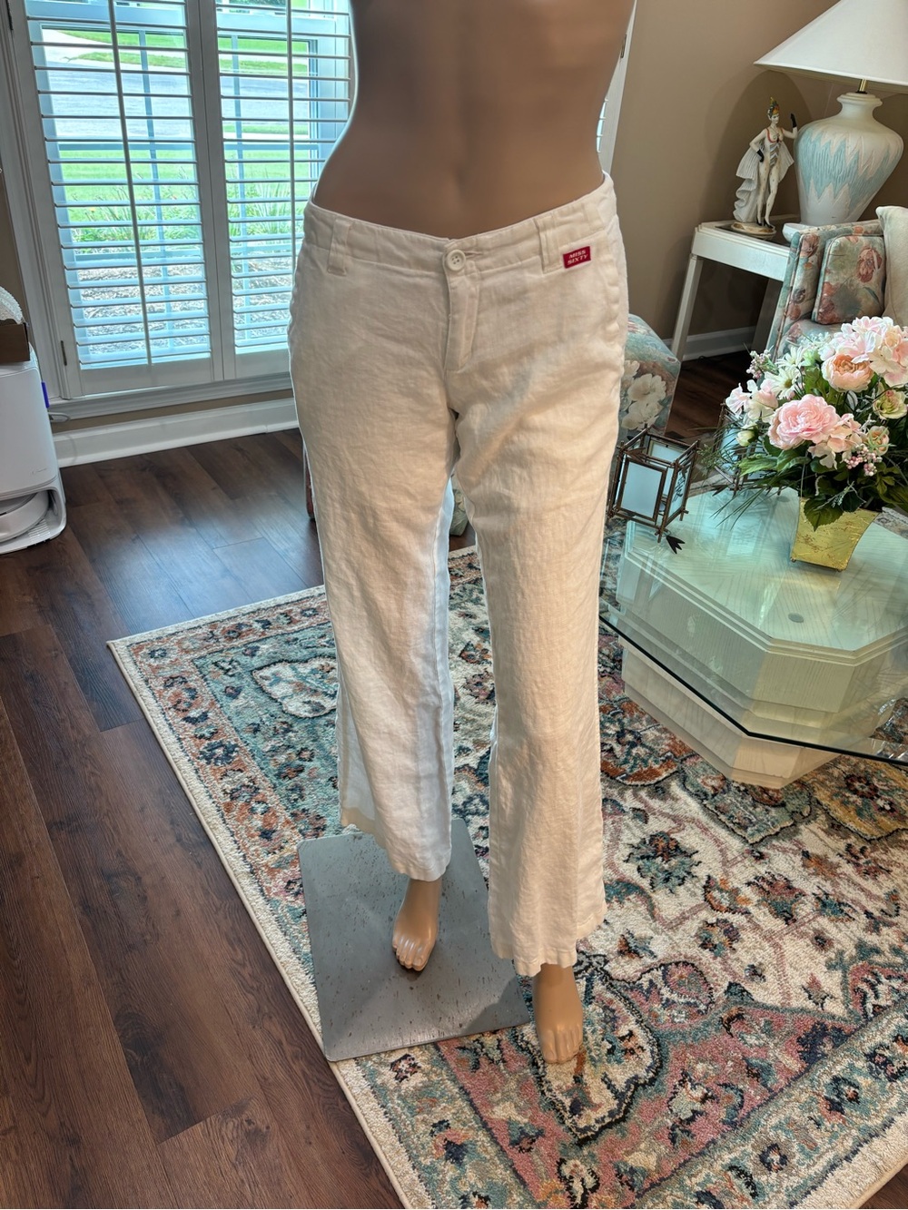 Miss Sixty White Straight-Leg Linen Blend Jeans/Pants
